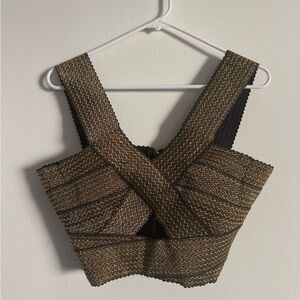 Gold and Black Textured Crop Top